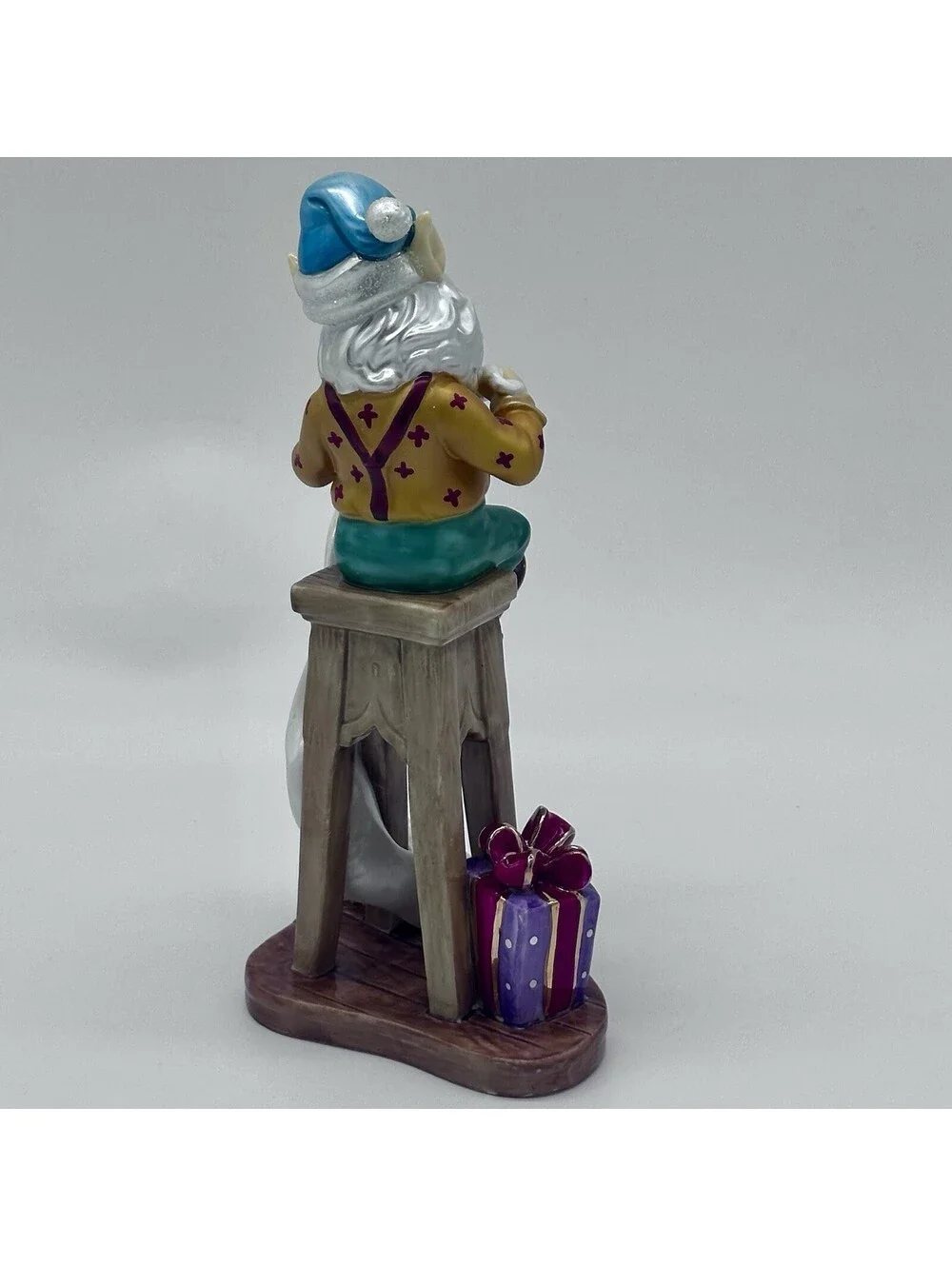 Santa’s Elf Checking The List Glazed Porcelain 24K Gold Trim Figurine by O’Well